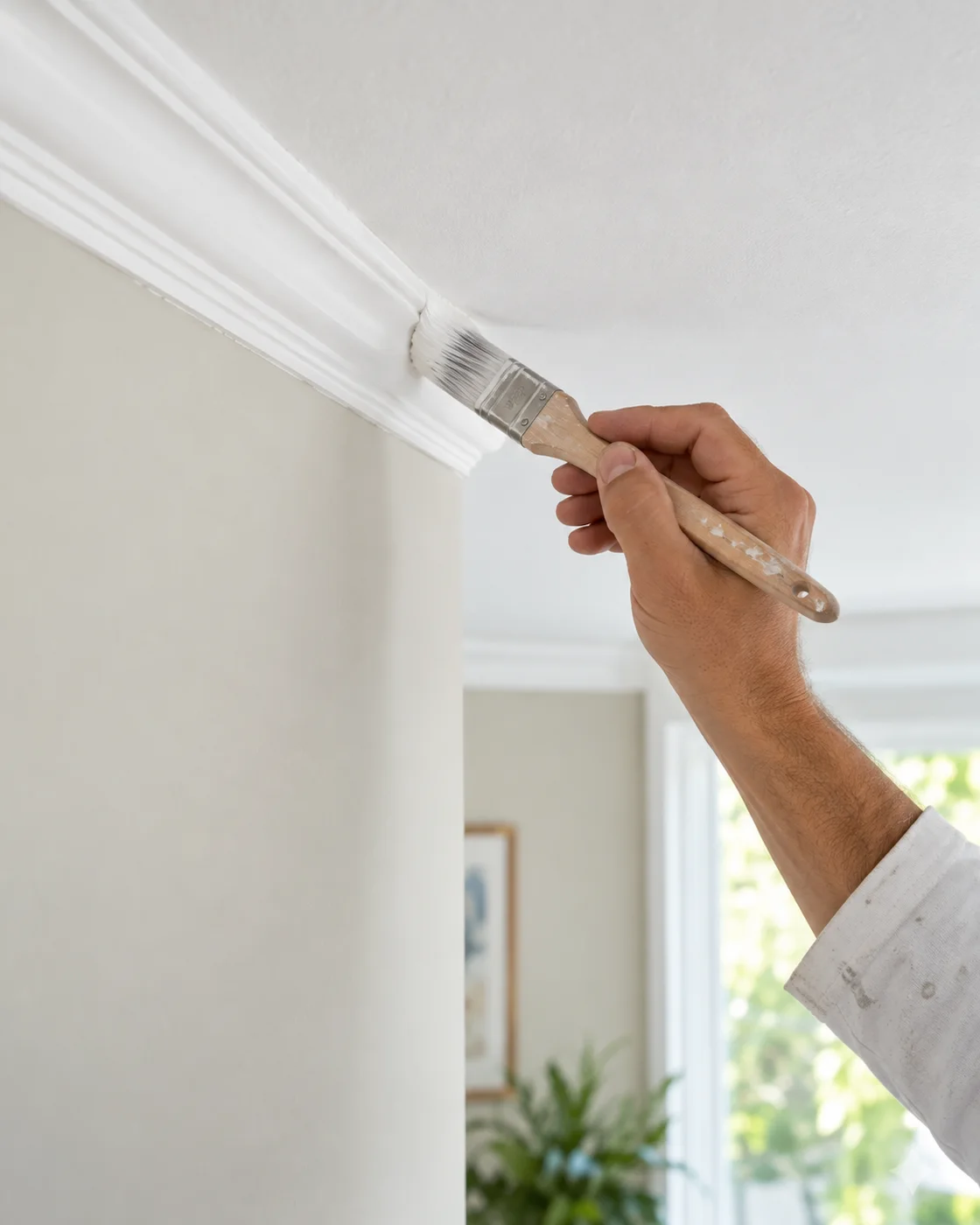 brush finishing a clean ceiling and cornice junction
