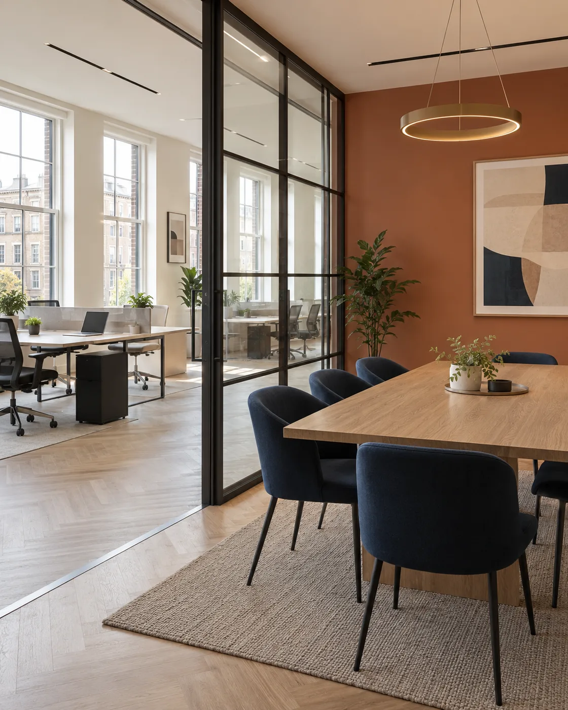 Illustrative freshly decorated office and meeting room