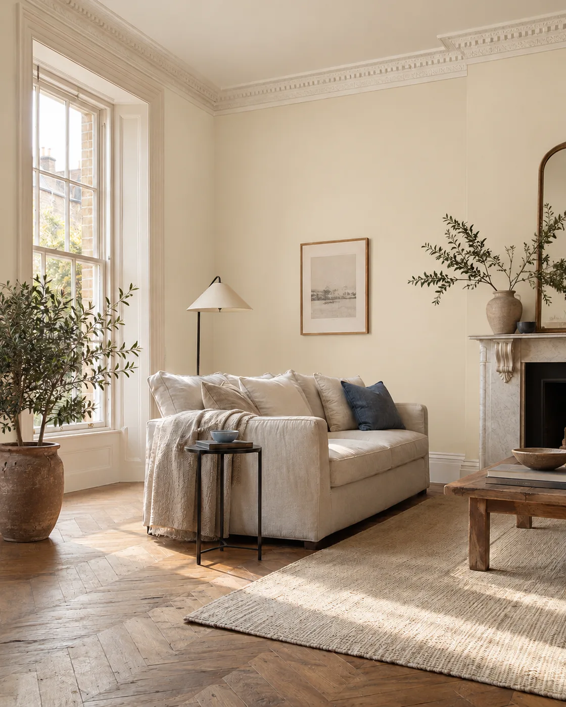 Cream colour concept for the same living room